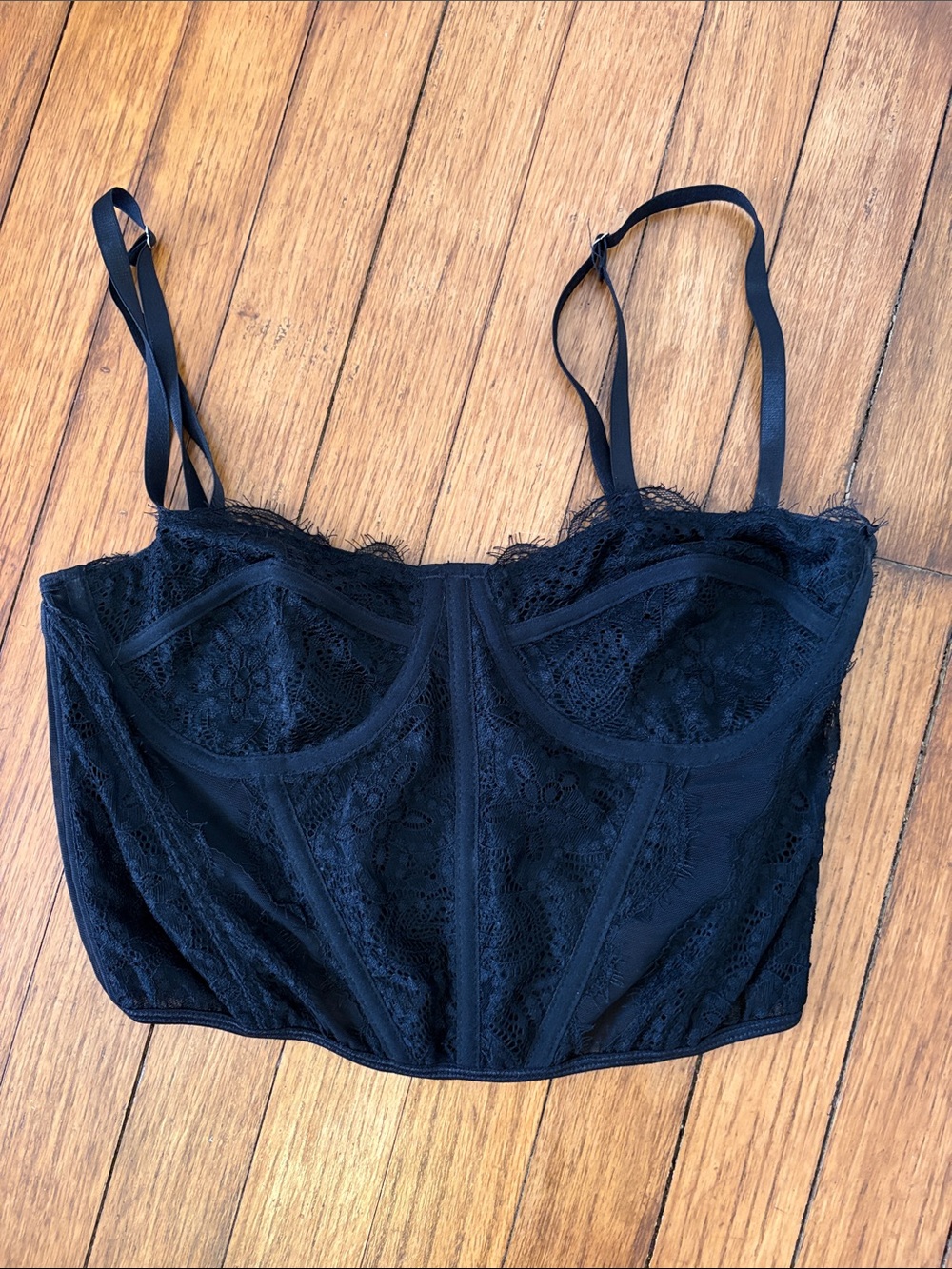 Black Lace Lined Corset Crop Top